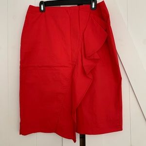JCrew poppy/red pencil skirt